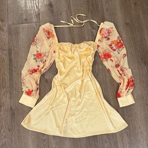 WeWoreWhat Floral Long Sleeve Dress in Cream and Red